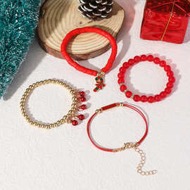 欧美跨境ins饰品轻奢甜美时尚穿珠清新小众铃铛吊坠手链套装