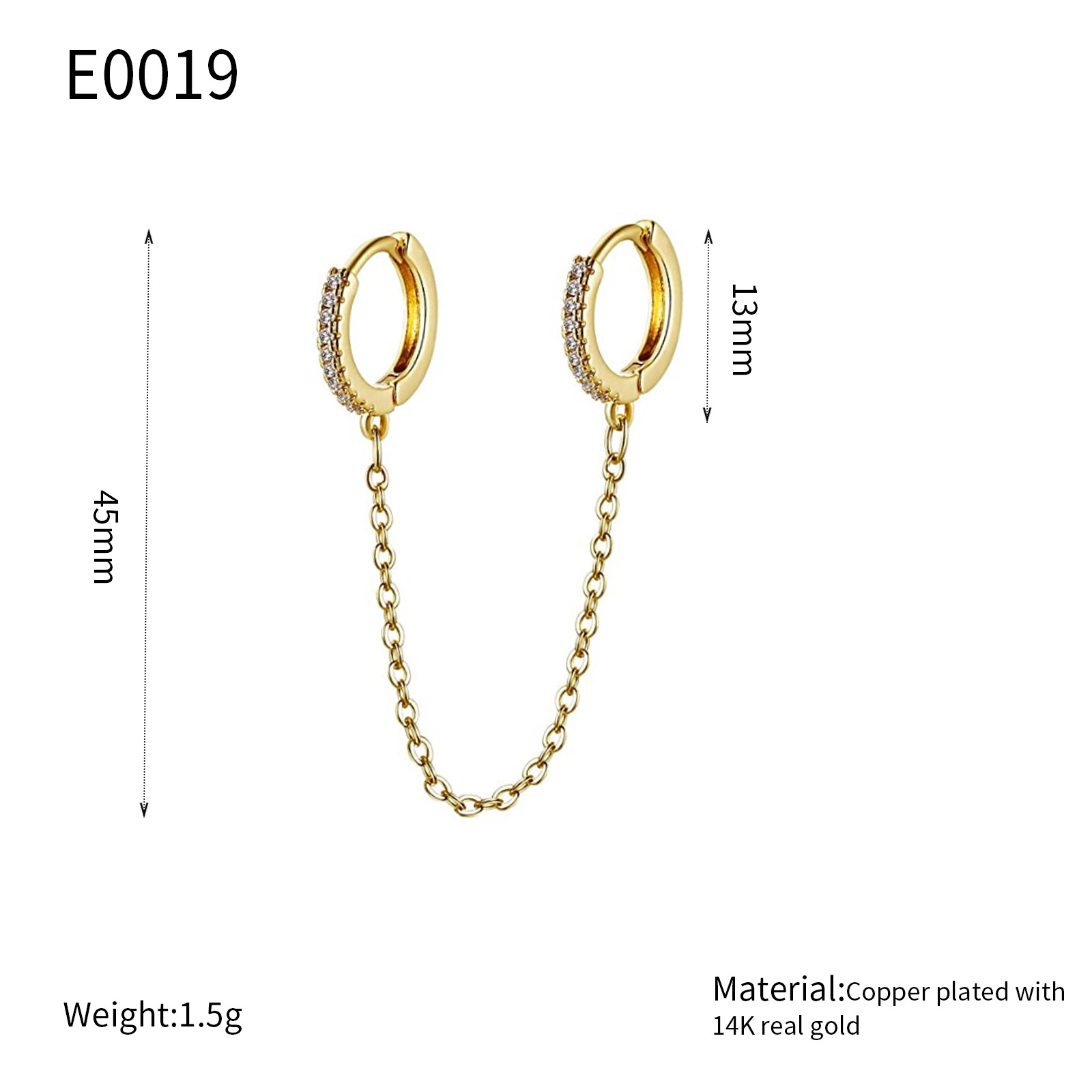Personalised Tassel Chain Drop Earrings With Zircon Double Hoop_voghion.com