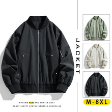 加肥加大码春秋季新款飞行夹克潮流百搭休闲宽松工装棒球领外套男