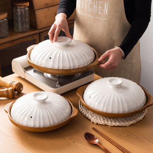 Shallow-mouth Casserole Pot Household Commercial High Temperature Resistant Dry-burning Non-cracking Ceramic Casserole Special for Gas Stove Pot Rice and Soup