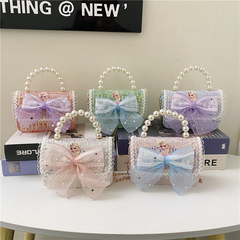 2025 nuevo pequeño viento de fragancia bolsos infantiles mil pájaros pequeños conejos de flores princesa mochila perlas bolsos de moda