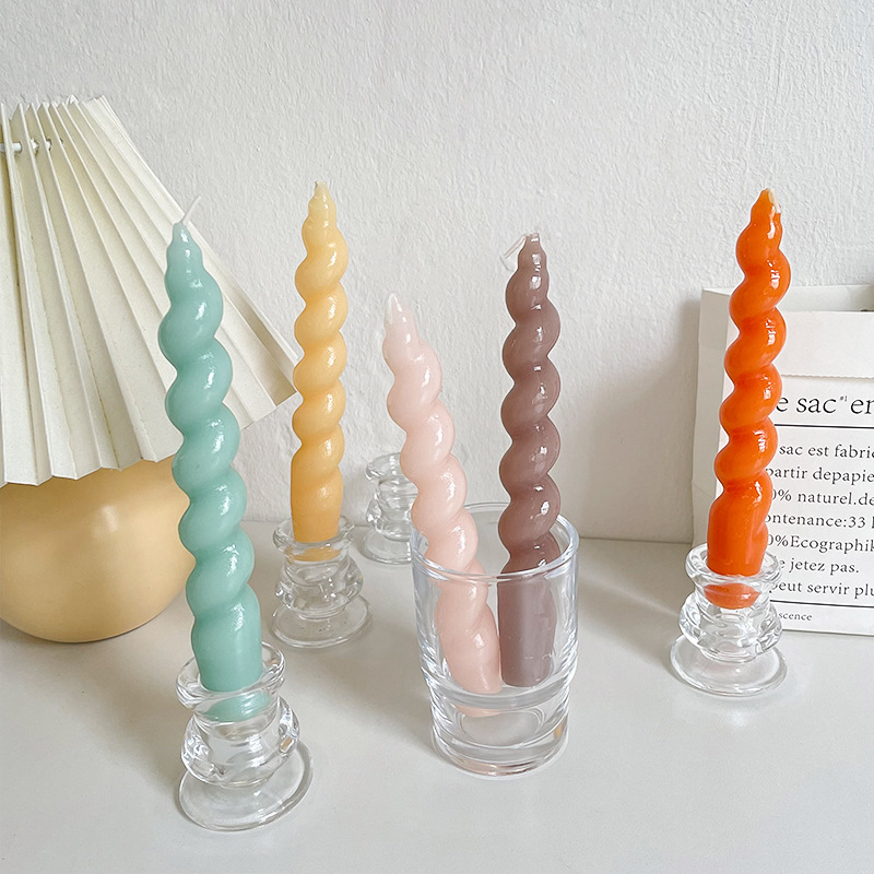 click French twist spiral rotating candle cute candy color festive wedding atmosphere decoration ins style