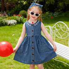 工厂-女童牛仔裙夏季欧美中小童背心连衣裙洋气小女孩连衣裙