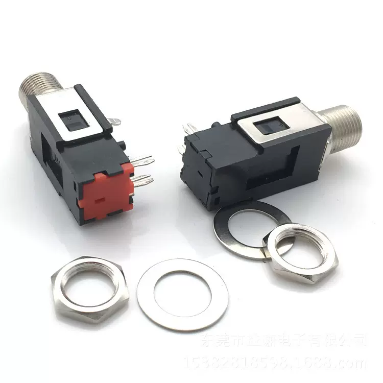 麦克风插座PJ-601B铜头6.35三脚6.5双声道立体声音频视频耳机插座