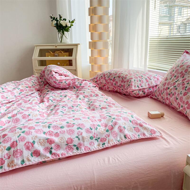 Ensemble de lit et drap-housse quatre pièces avec broderie de fil Double couche, lavage Instagram, nouveauté 2024_voghion.com