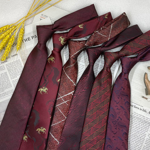 8cm tie men's formal wear wedding groom festive red hand-knotted suit retro pattern suit accessories