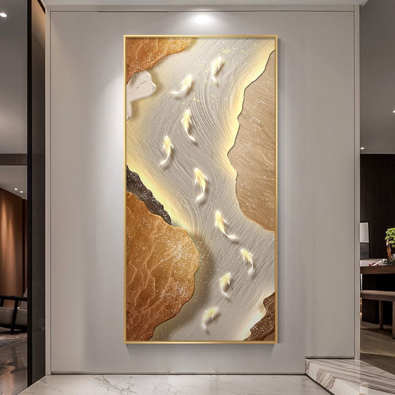 Nine Fish Entrance Decorative Painting Modern Accessible Luxury Living Room Aisle Entrance Door Hanging Painting High-end Simple Corridor End Mural Nine Fish Entrance Decorative Painting Modern Accessible Luxury Living Room Aisle Entrance Door Hanging Painting High-end Simple Corridor End Mural
