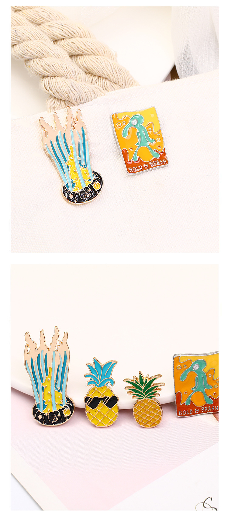 6g Weight Brooches Classification Daily, Party Occasion Alloy Material Cartoon Style Pin Fruit Alloy Enamel Unisex Brooches