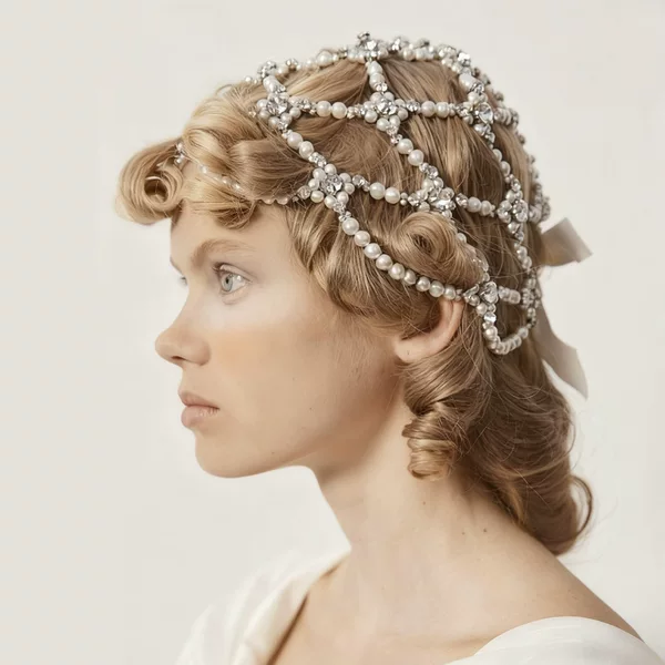 French Retro Pearl Head Net Hair Accessories, Exquisite Styling Accessories for Bridal Weddings, Niche Accessible Luxury Pearl Headwear