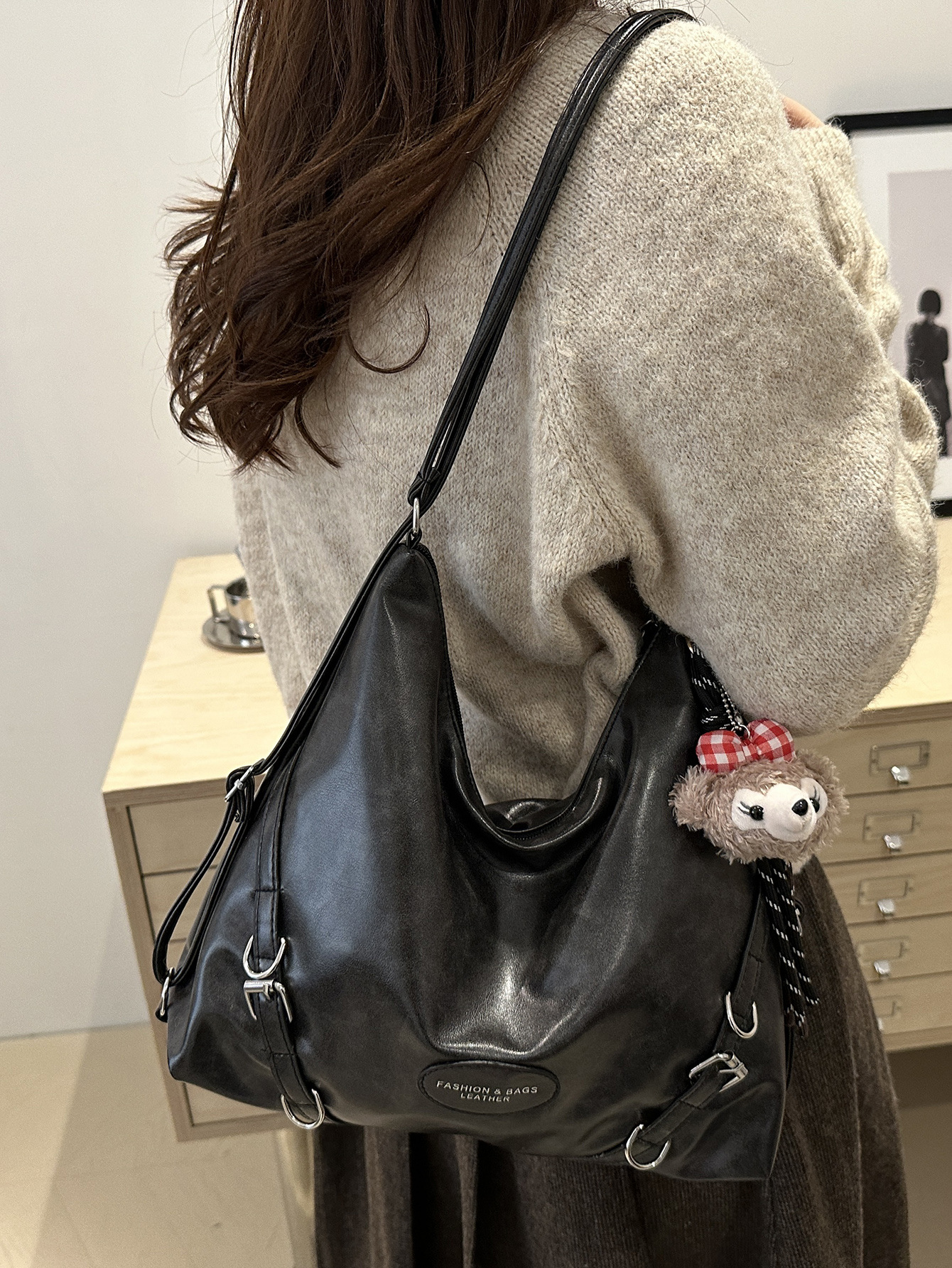 Retro autumn bag, backpack, South Korea