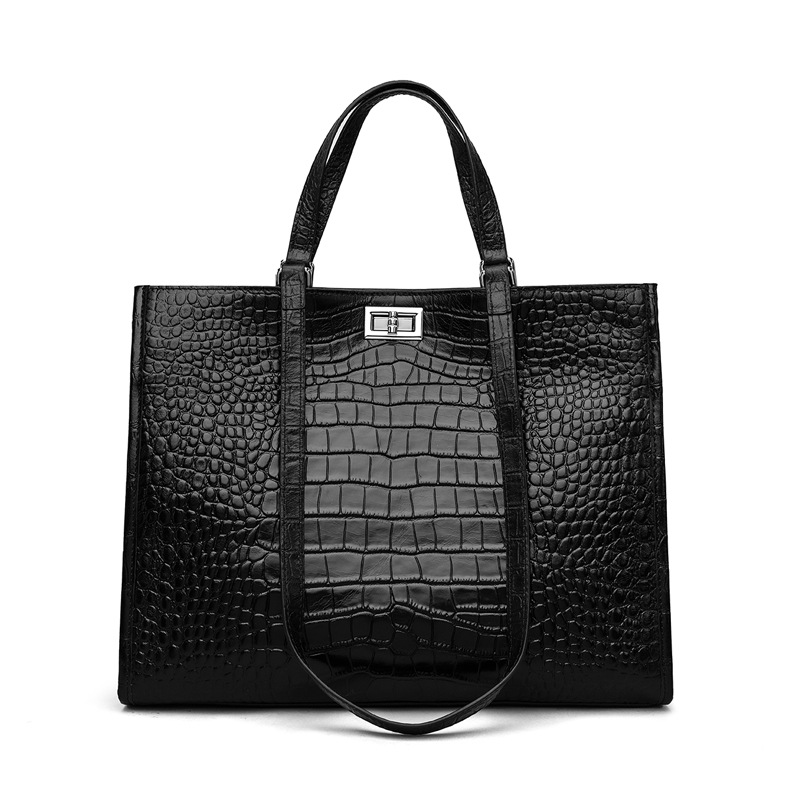 Women's Genuine Leather Handbag 2026 New Large Capacity Tote Bag Versatile Black Handbag Shoulder Bag For Commuting - Thumbnail 7