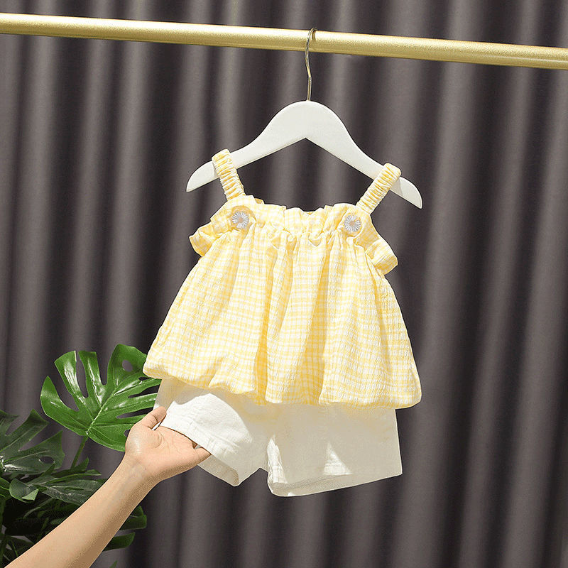 女宝宝夏装套装一岁女童网红套装0洋气3小童夏季韩版吊带两件套潮