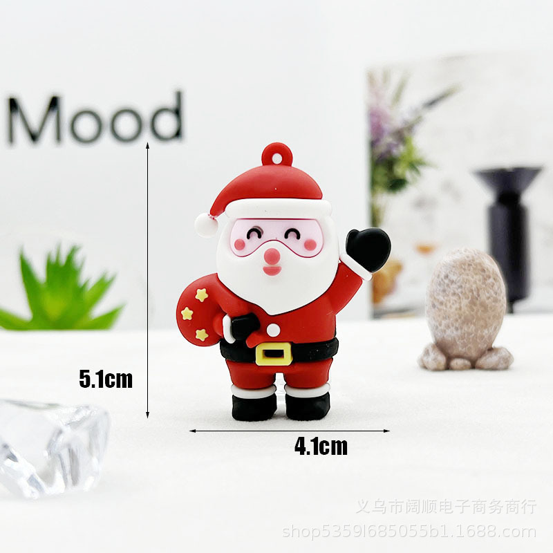 国境を越えたクリスマスの人形のキーホルダーはサンタクロースの雪だるまの姜パイ人滴ゴムの人形のキーホルダーの飾りです。|undefined
