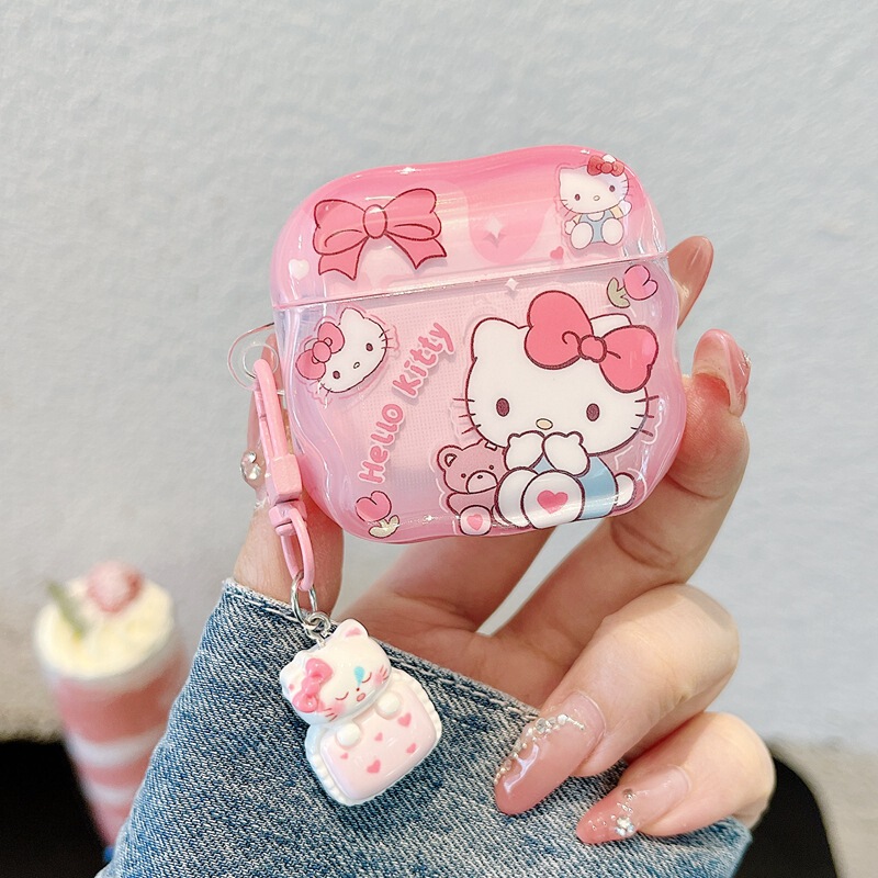 Pink Kt Cat Suitable for Airpodspro2 Apple Wireless Bluetooth Headphone Shell Airpods4 Generation Headphone Box 3 Soft