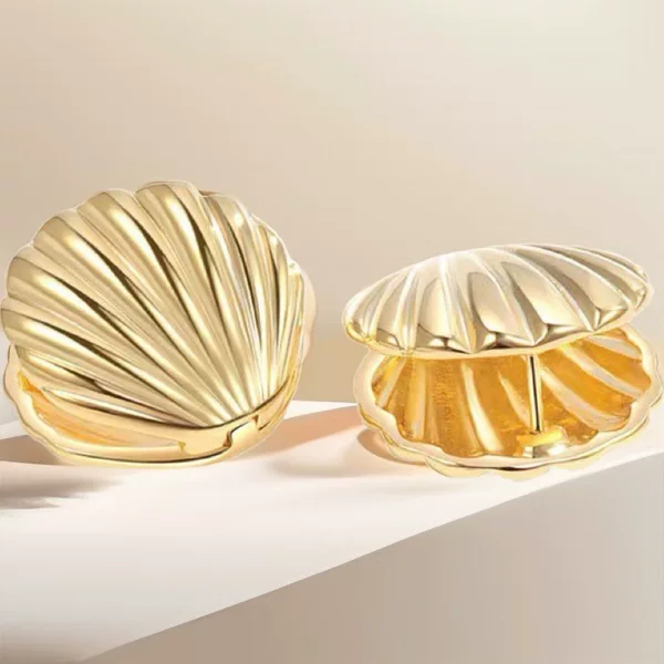 Cross-border New Ocean Shell Texture Earrings Fan-shaped Ear Buckle Women's Simple High-end All-match Jewelry