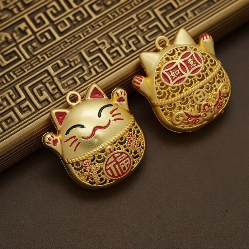DIY古法沙金 国风 招财猫 牌吊坠滴油手工钥匙扣饰品配饰配件批发|undefined