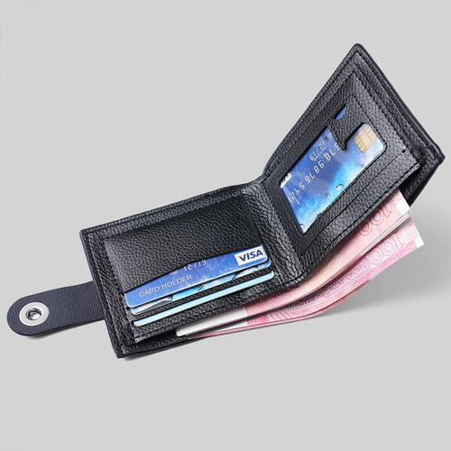 Magnetic buckle wallet short men's wallet men's zipper can hold driver's license men's wallet horizontal wallet