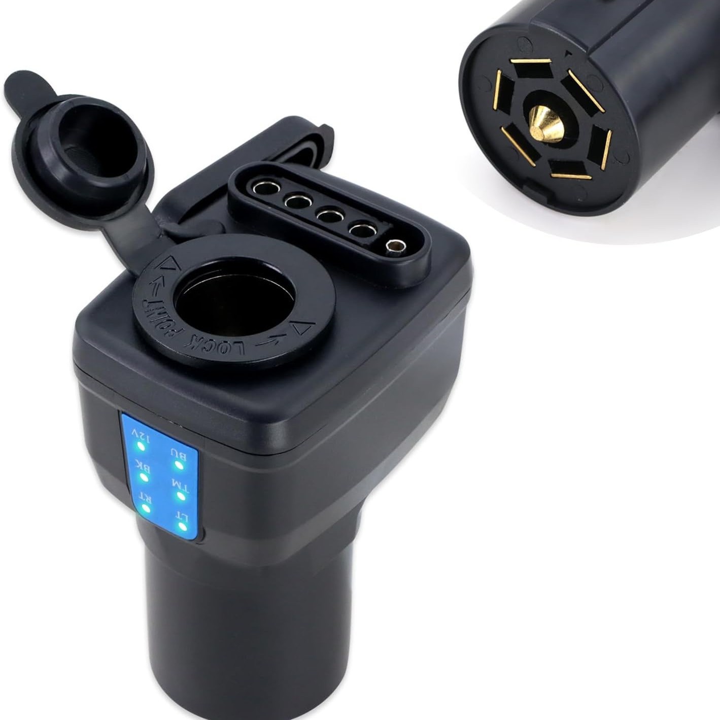 7-way tester, 7-way blade connector to 4/5-way trailer connector, 12V trailer, truck