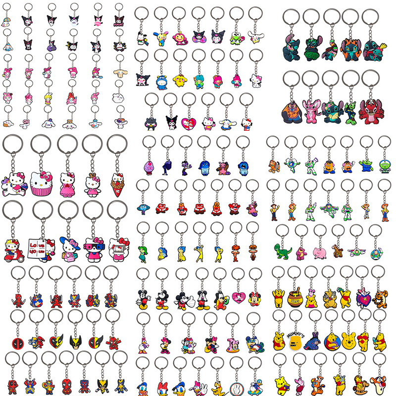 suit cartoon bag hook key chain pendant PVC cartoon soft glue DIY jewelry Amazon gift key chain