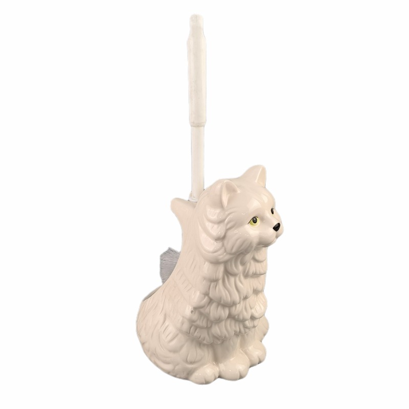 Cepillo de limpieza europeo personalizado Juego de base de cerámica Juego de baño con forma de animal 3D Cepillo con forma de gato
