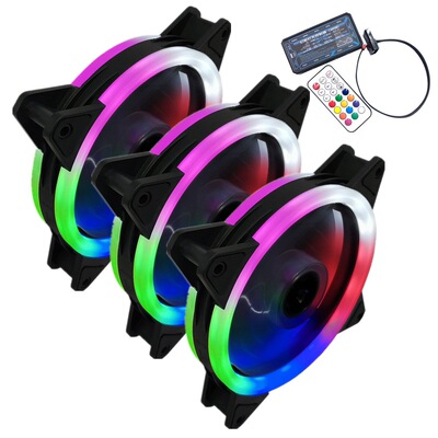 Double Aurora Computer chassis fan RGB Mute electric fan wireless Remote control suit Multi control set