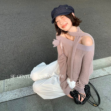 【特价不退换】秀熙熙秋季韩版纯色花朵针织毛衣马海毛毛衣25355