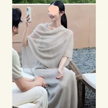 早秋穿搭一整套老钱风气质清冷贵气感披肩吊带裙套装女2025新款秋