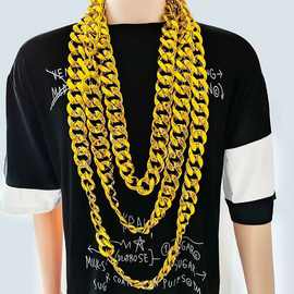 网红大金链子搞笑大链子男粗街头假金道具社会项链伴郎装扮