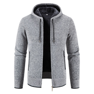 2025 Men's Autumn New Knitted Hooded Casual Cardigan Zipper Jacket Youth Korean Fashion Trend