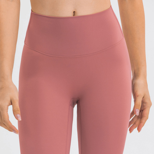 Women's Disguising Bare Sensation Fitness Pants Without Awkward Line High-Waisted Exercise Glute-Lifting Elastic Yoga Pants D19108-2