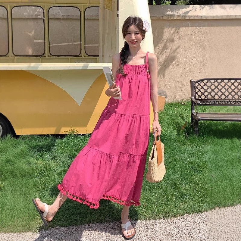 Dopamine Style Spaghetti Strap Dress Summer 2026 New Forest Style Sweet Beach Vacation Loose Long Dress Dopamine Style Spaghetti Strap Dress Summer 2026 New Forest Style Sweet Beach Vacation Loose Long Dress