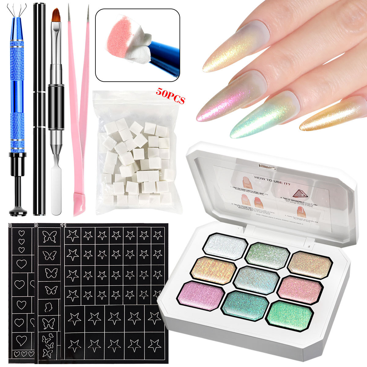 Nuevo Jiugong Ge Flap Face Jacquard 2025, nuevo pegamento de transferencia de uñas en relieve de pintura libre de lavado Aurora