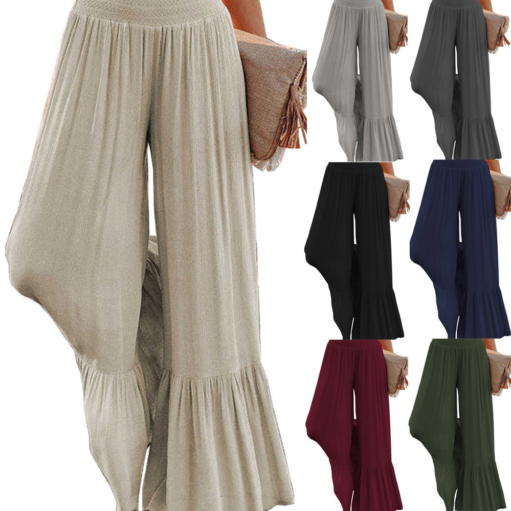 Amazon 2025 Autumn New Solid Color Casual Pants High Waist Loose Wide Leg Pants for Women