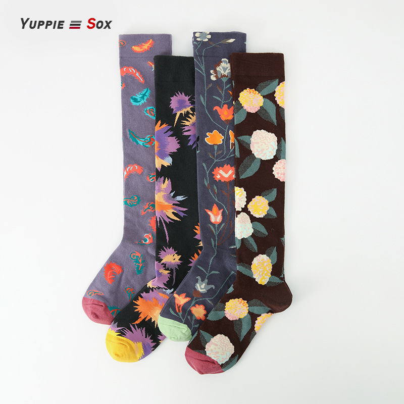 2021 French Long Tube Jacquard Cotton Socks Children's Casual Internet Trendy Brand European and American Style Distinctive Sweet Combed Cotton Socks