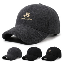 秋季新款毛呢棒球帽韩版帽子百搭休闲户外保暖棉帽中年男士鸭舌帽