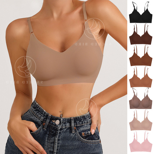 Cross-border seamless one-piece girl's bra, large size sexy beautiful back push-up, no steel ring women's underwear available for wholesale