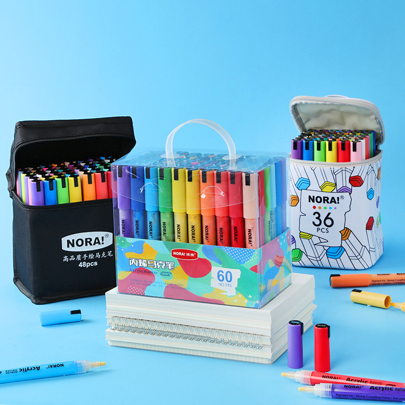 Juego de Marcadores Acrílicos Noya, Resina Transparente, Punta Redonda, Tipo Pincel de Acuarela, Punta de Presión, Pincel para Estudiantes