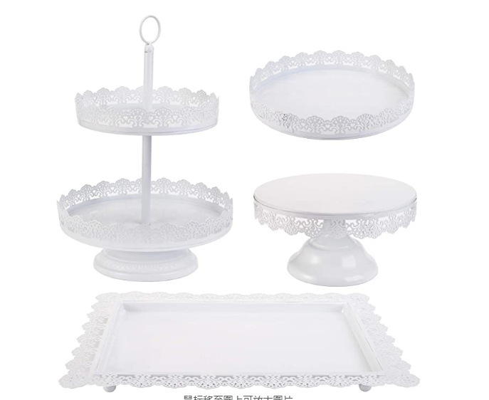 Estilo europeo creativo oro hueco soporte de la torta accesorios de la boda decoración de la Mesa de postre tienda de postres pastel de postre combinación image 9