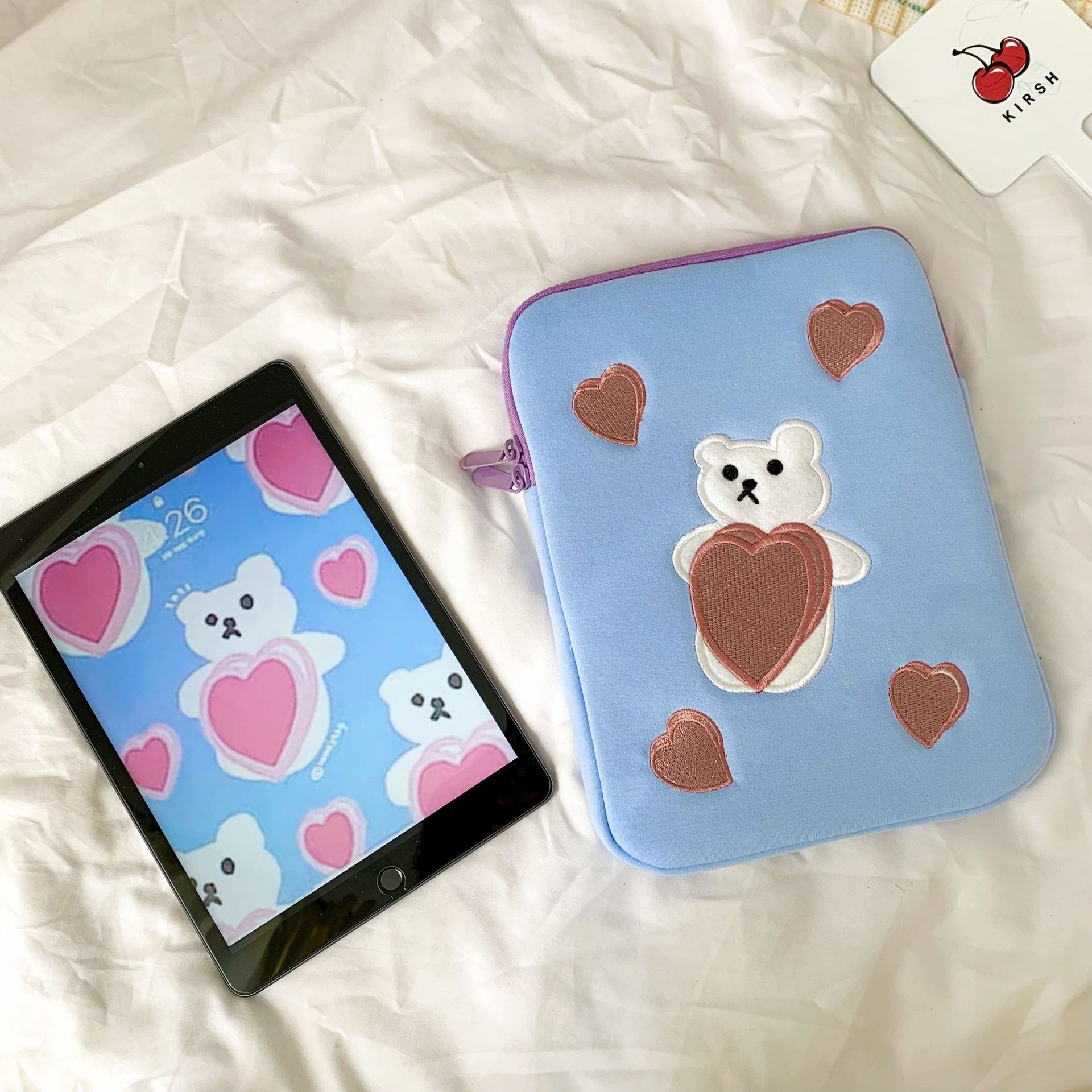 Az Korean Computer Bag Zzzy New Product Ins Style m Cross-Border Bear iPad Pancake 1113 Heart Domestic In-Stock