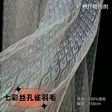 七彩丝孔雀羽毛网纱镂空透视蕾丝手工娃衣diy动漫服装汉服面料