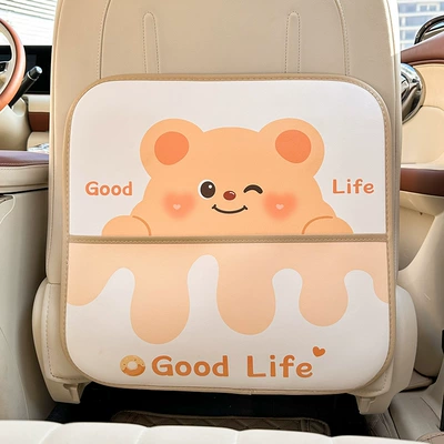 Blue Rain anti-kick mat, featuring a Chair back anti-kick pad - donut-bear-medium-anti-kick-mat