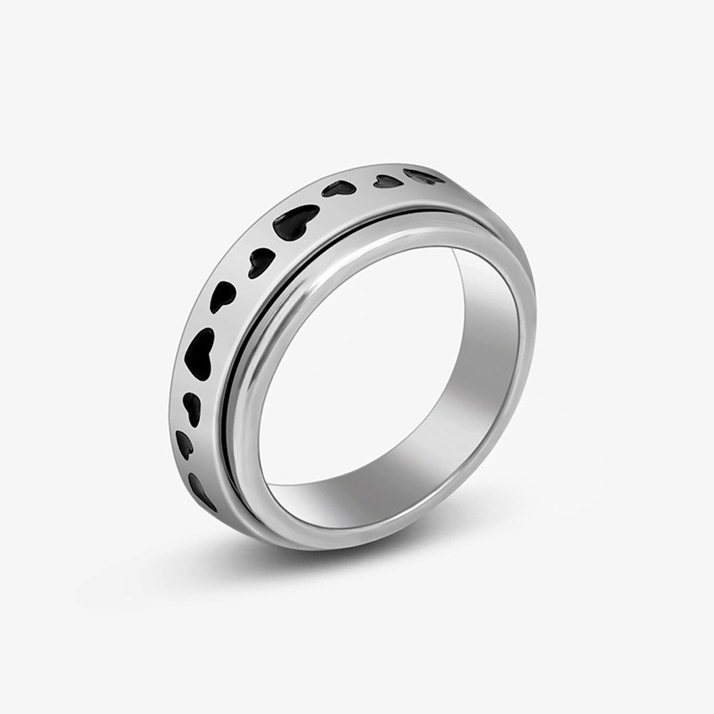 Comercio exterior suministro anillo de acero inoxidable personalidad moda melocotón corazón amor giratorio anillo de descompresión joyería de acero inoxidable