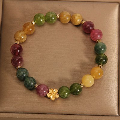 S325-colored tourmaline golden peach blossom bracelet#sz1516