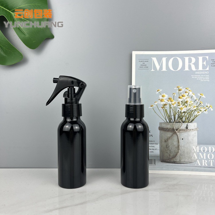 现货100ml 黑色小老鼠喷雾铝瓶 拉丝喷头消毒水酒精清洁剂分装瓶