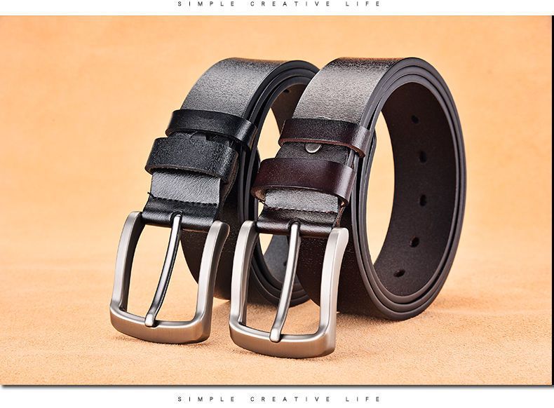 Men's Pin Buckle Leather Belt Business Casual Versatile Waistband Simple Fashion Cross-border Best Seller One-piece Dropshipping Custom Label