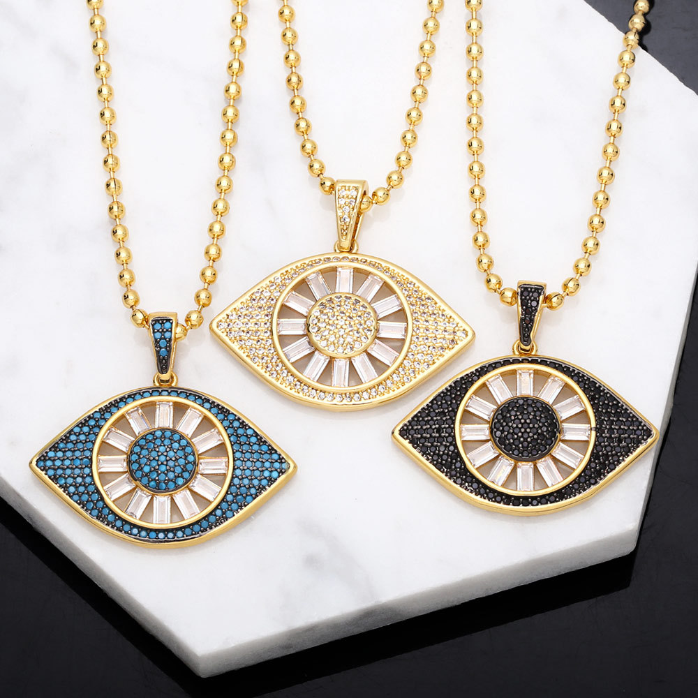 fashion hip-hop devilu0027s eye pendant copper gold-plated inlaid zircon necklace