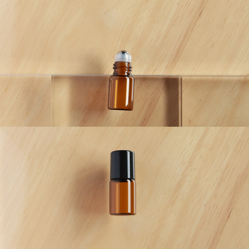 Botella roll-on para aceites esenciales cosméticos, botella marrón para aceites esenciales, botella transparente para reactivos, botella roll-on de vidrio, botella de perfume ámbar.
