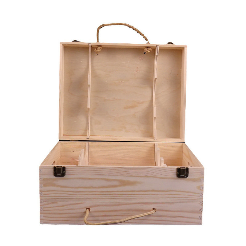 六支装香槟红酒木盒 单支葡萄酒礼盒包装盒 2支装红酒木箱松木盒