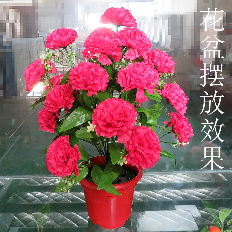 Ramo de flores artificiales decorativas de 24 cabezas de claveles simulados, lila artificial al por mayor image 5
