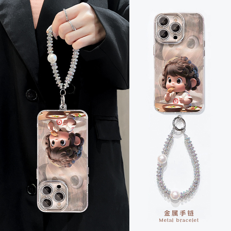 可爱小孩手链适用苹果17pro手机壳iphone16羽纱15全包镜头膜14/13|undefined